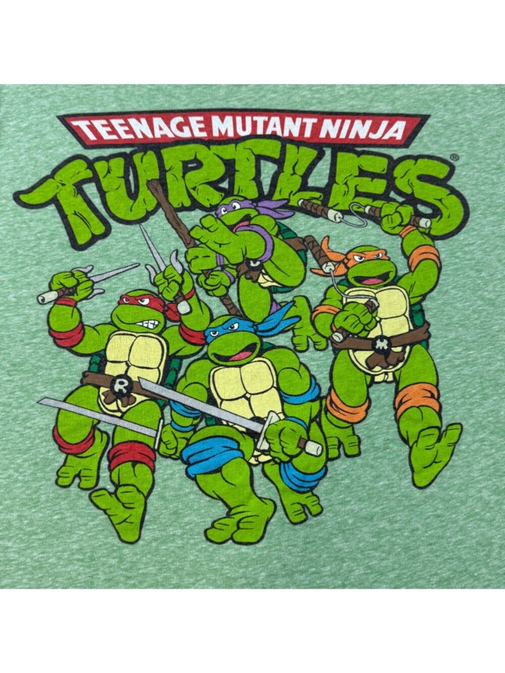 Teenage Mutant Ninja Turtles Graphic T-Shirt Size L Green Heathered Nickelodeon - Picture 2 of 11